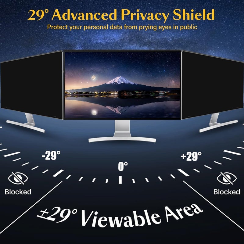 JEEETINTX Magnetic Computer Privacy Screen Filter 27 inch for 16:9 Widescreen Monitor Desktop PC, 27in Hanging Removable Anti Blue Light Glare Eye Protection Shield, Anti Spy Screen Protector Panel - Image 3